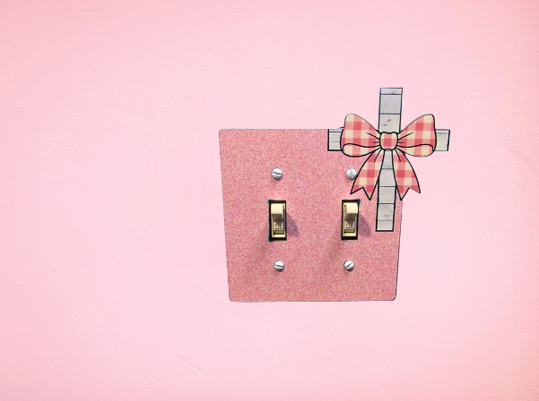 MDF-Cross with Bow Shaped Sublimated Double Light Switch Cover
