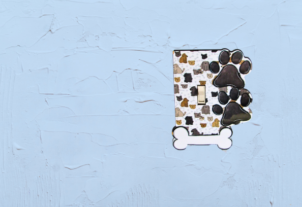 MDF- Dog Paw Bone Shaped Sublimated Light Switch Cover