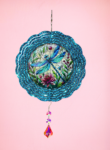 8 inch Sublimated Wind Spinner Dragonfly