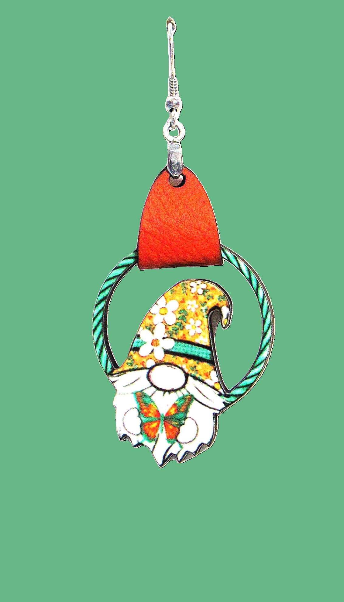 Round Gnome Shaped Sublimated Earrings