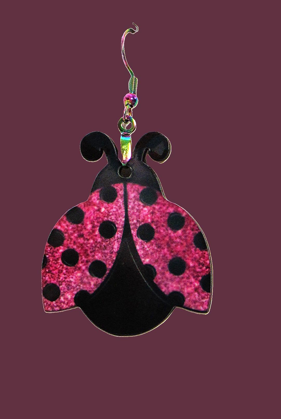 Ladybug Shaped Sublimated Earrings