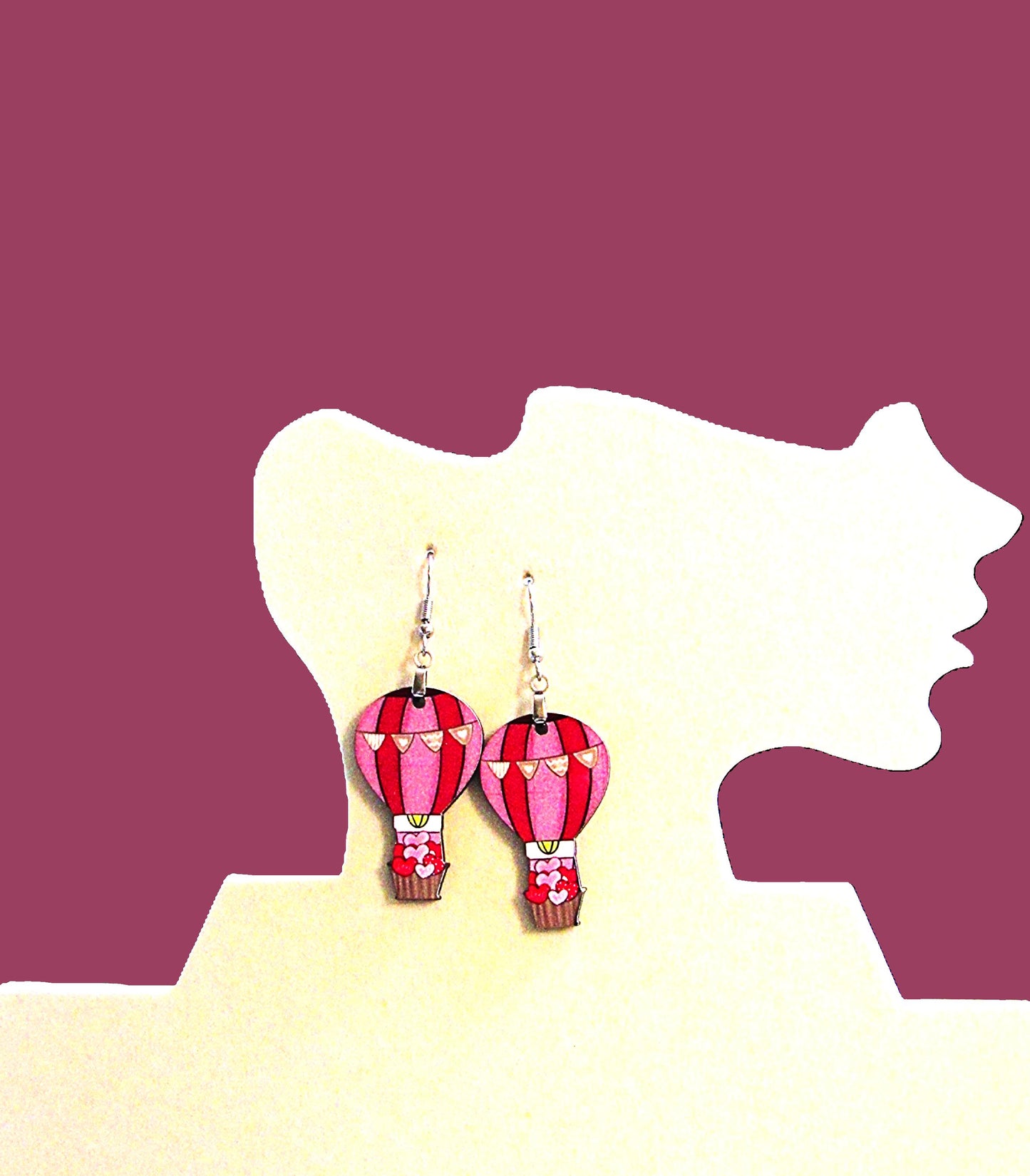MDF-Hot Air Balloon Shaped Sublimated Earrings 1.5 inch