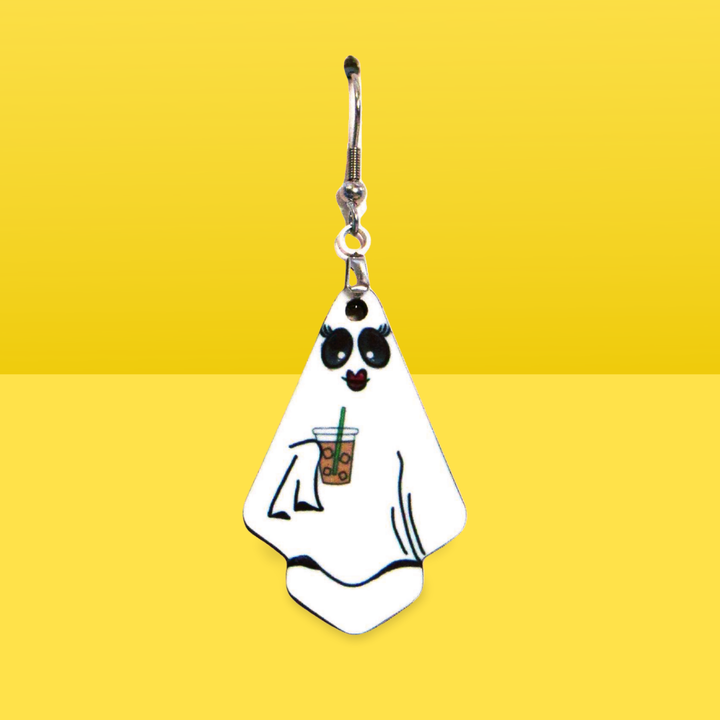 Ghost Fan Shaped Sublimated Earrings 1.5 inch