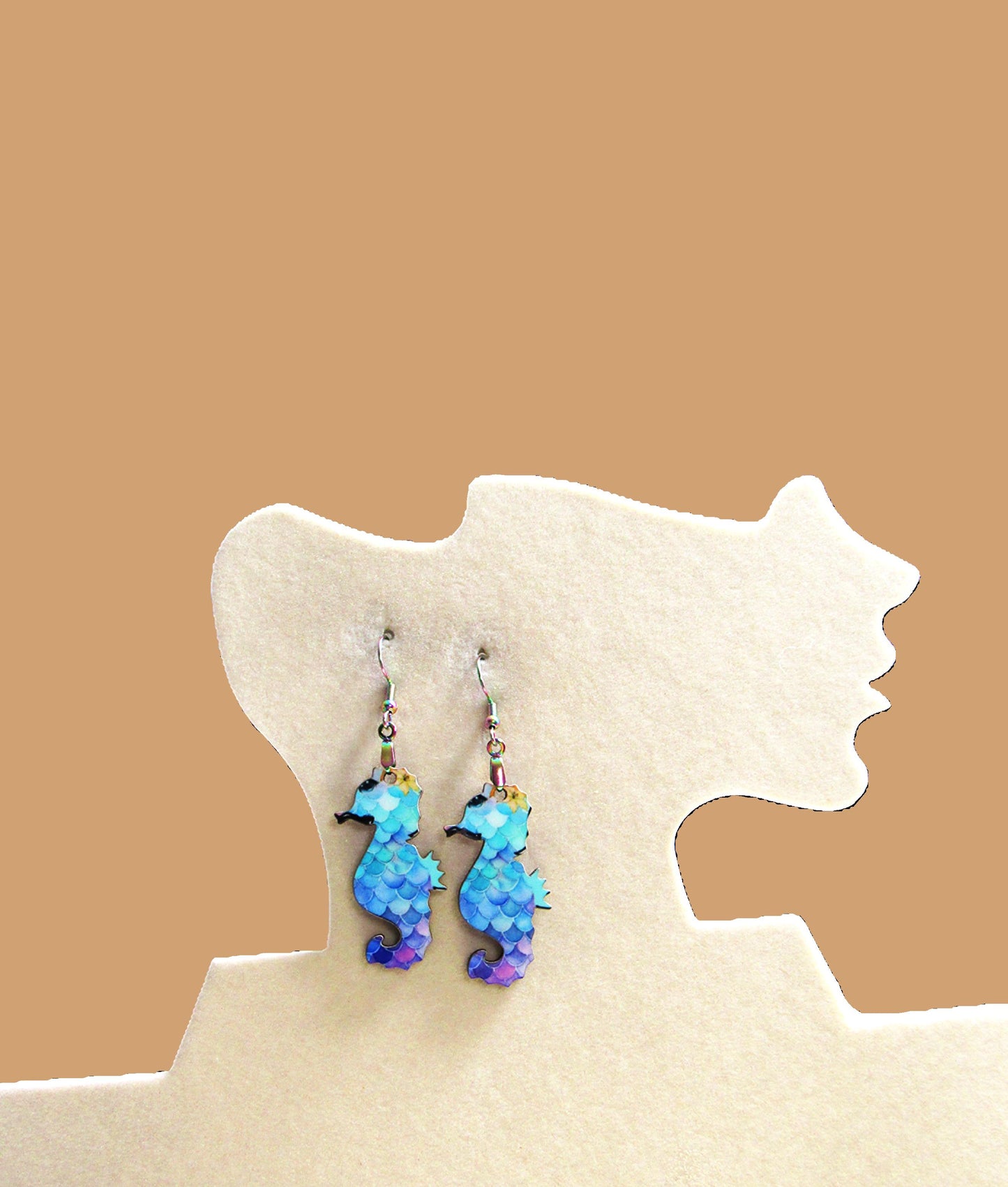 Seahorse Shaped Sublimated Earrings
