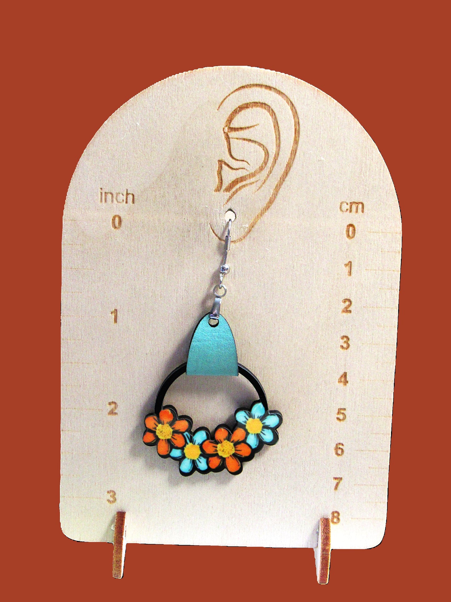 Round Flower Cluster Shaped Sublimated Earrings