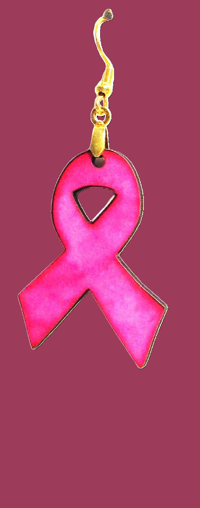 Breast Cancer Awareness Ribbon Shaped Sublimated Earrings