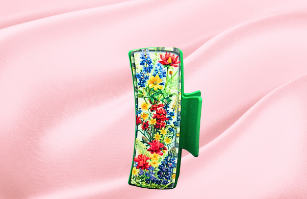 MDF-Large Sublimated Hair Claw Clip Texas Bluebells