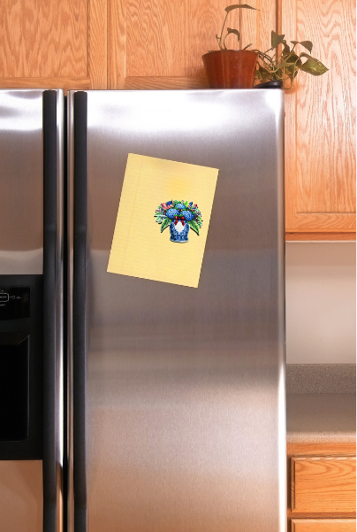 Floral Vase Shaped Sublimated Refrigerator Magnet