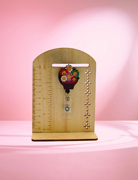 MDF-Flowers in Pot Shaped Sublimated Badge Reel