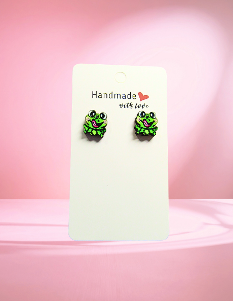 MDF-Frog Shaped Sublimated Stud Earrings