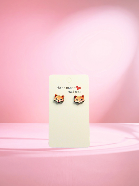 MDF- Fox Head Shaped Sublimated Stud Earrings