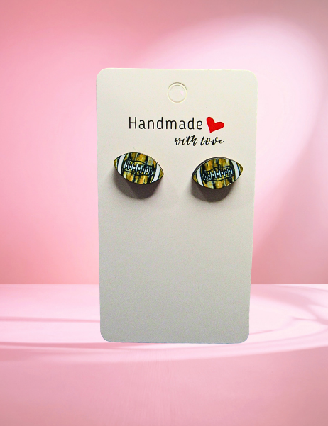MDF- Football Shaped Sublimated Stud Earrings