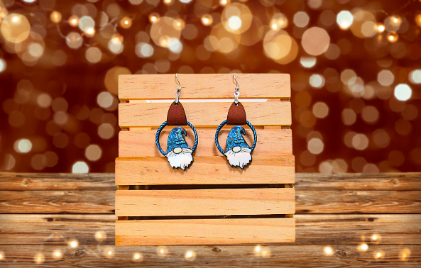 MDF-Round Gnome Shaped Sublimated Earrings 1.5 inch