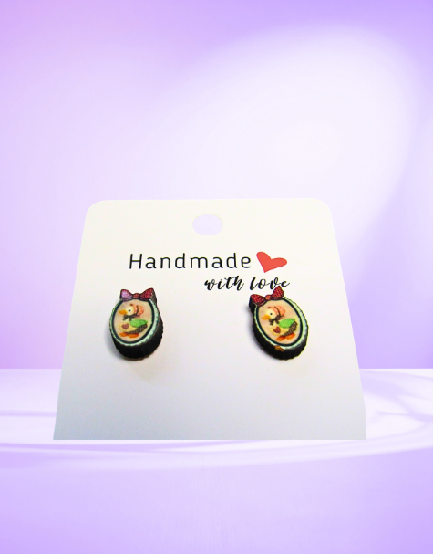 MDF- Scalloped Frame with Bow Shaped Sublimated Stud Earrings