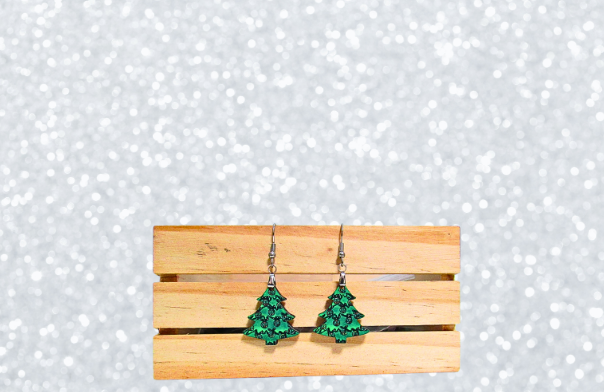 MDF-Christmas Tree Shaped Sublimated Earrings 1 inch