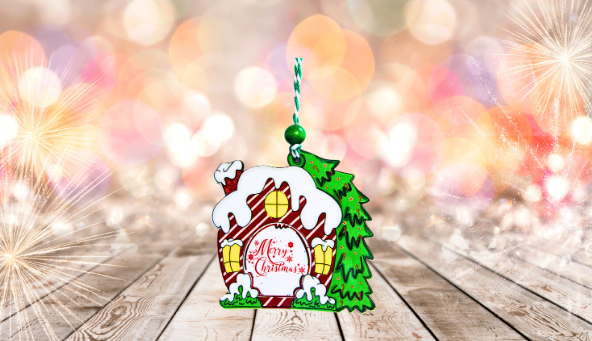 House with Tree Shaped Sublimated ornament