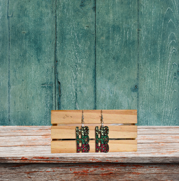 MDF- HOHOHO Shaped Sublimated Earrings 1.5 inch