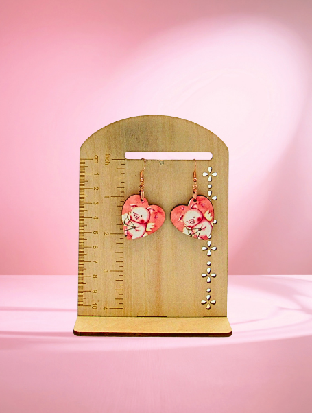 MDF-Heart Shaped Sublimated Earrings 1 inch