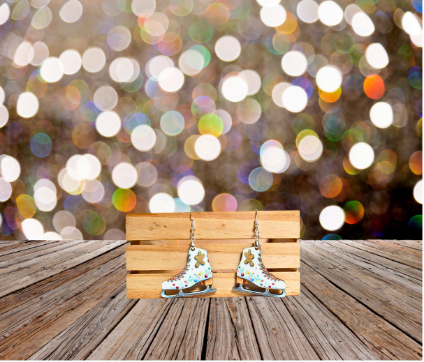 Ice Skate Shaped Sublimated Earrings 1.5 inch