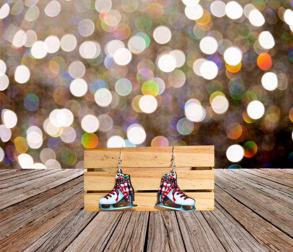 Ice Skate Shaped Sublimated Earrings 1.5 inch