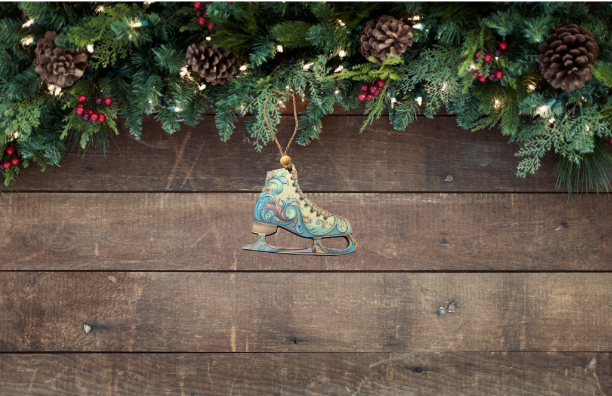 MDF - Ice Skate Shaped Sublimated Ornament