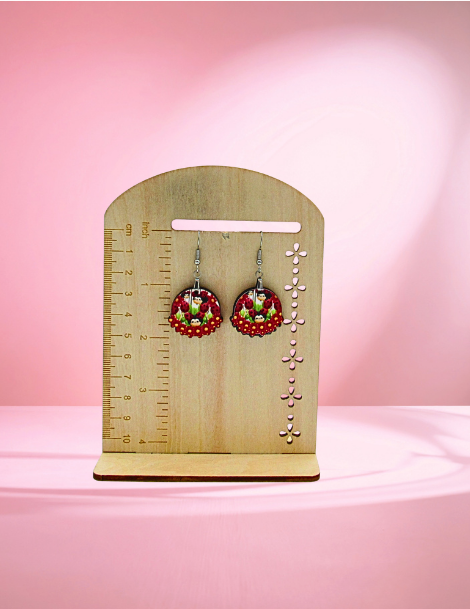 MDF-Floral Round Shaped Sublimated Earrings 1 inch