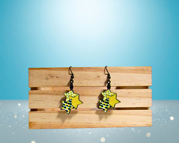 MDF-Triple StarShaped Sublimated Earrings 1 inch