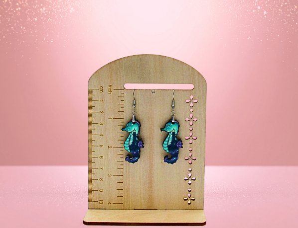 MDF-Seahorse Shaped Sublimated Earrings 1.5 inch