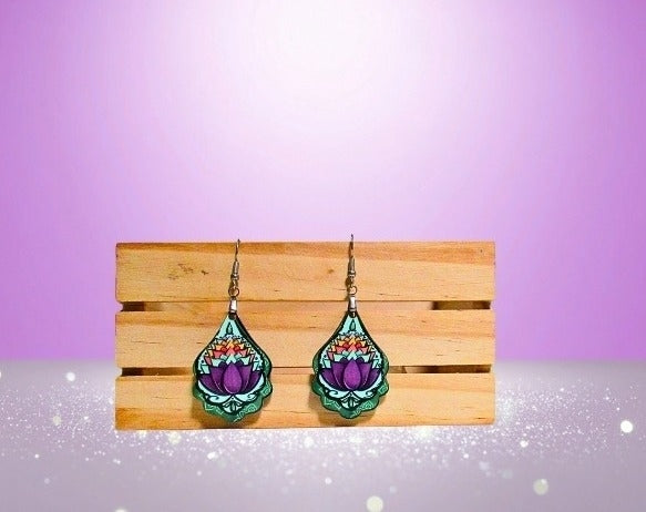 MDF-Fancy Teardrop Shaped Sublimated Earrings 1.5 inch