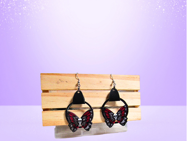 MDF-Round Butterfly Shaped Sublimated Earrings 1.5 inch