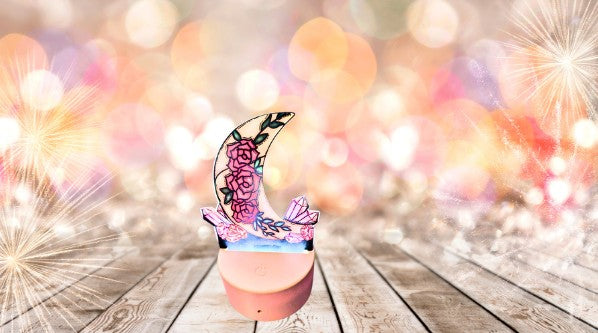 Moon with Gems Shaped Sublimated Acrylic Light