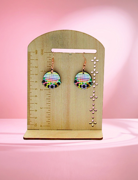 MDF-Floral Round Shaped Sublimated Earrings 1 inch