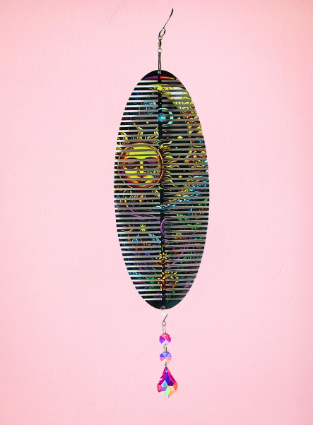 Long Kinetic Sublimated Wind Spinner Moon