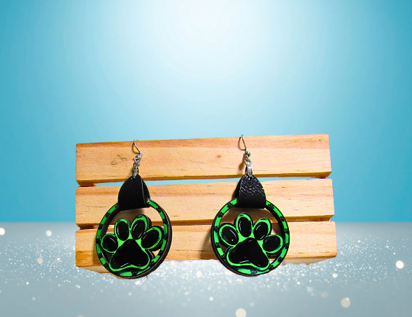 MDF-Round Paw Shaped Sublimated Earrings 1.5 inch