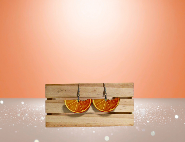 MDF-Fruit Wedge Shaped Sublimated Earrings 1.5 inch