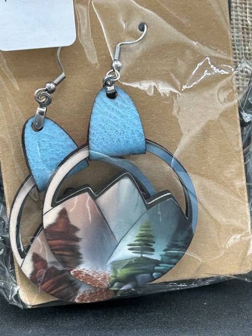 Round Mountain Shaped Sublimated Earrings