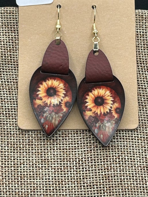 Faux Leather Teardrop Sublimated Earrings