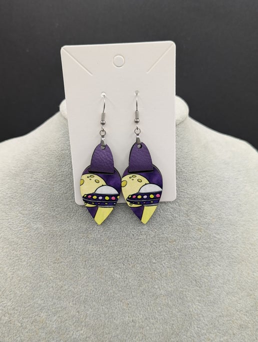 Faux Leather Teardrop Sublimated Earrings