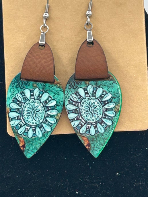 Faux Leather Teardrop Sublimated Earrings