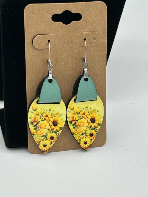 Reverse Teardrop Shaped Sublimated Earrings