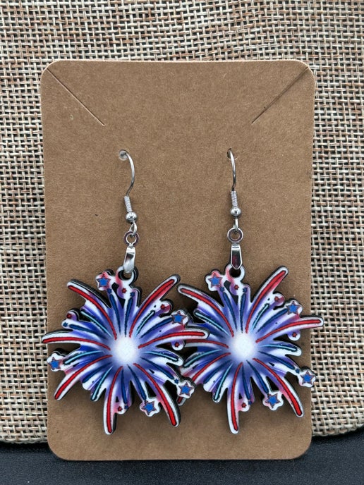 Fireworks Shaped Sublimated Earrings
