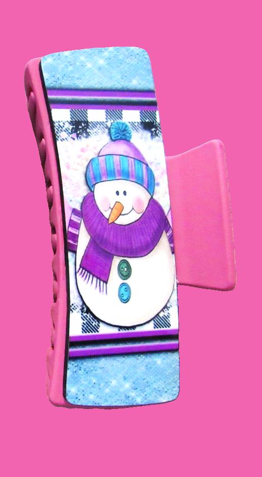 Snowman Themed Sublimated Hair Clip Large