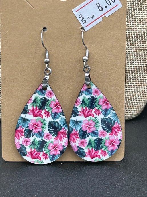 Summer Themed Teardrop Shaped Sublimated Earring