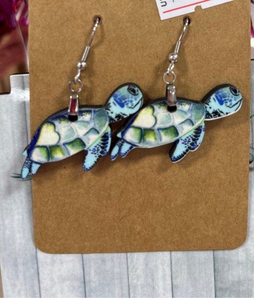 Turtle Shaped Sublimated Earrings