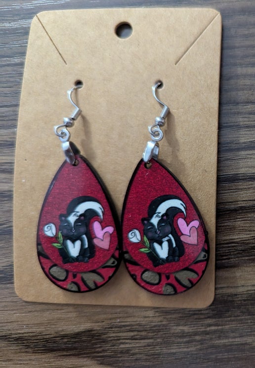 Valentine Themed Teardrop Shaped Sublimated Earring