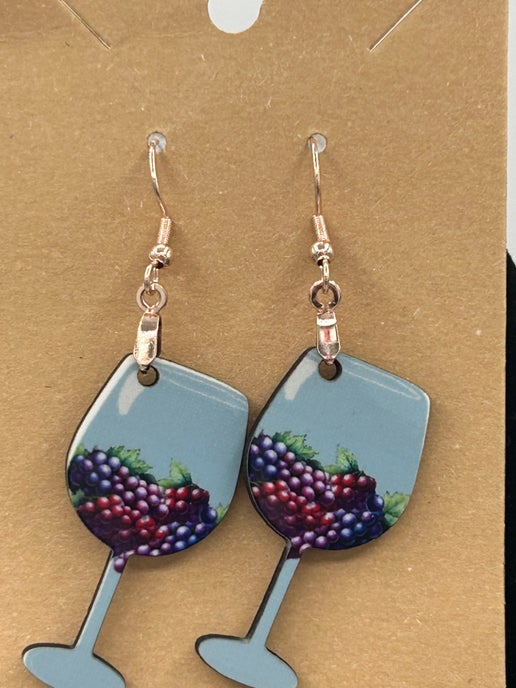 Wine Glass Shaped Sublimated Earrings
