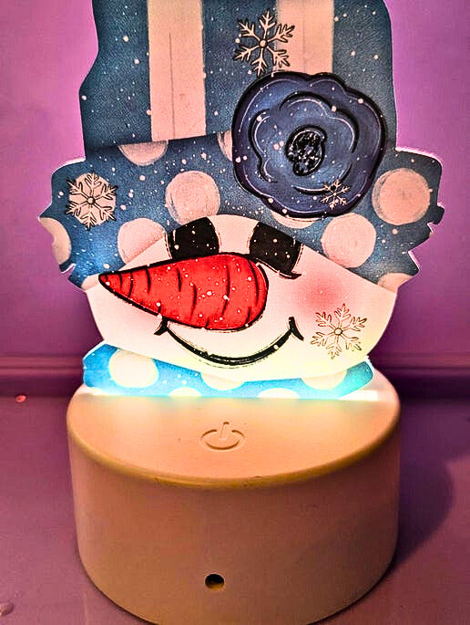 Blue Snowman Head shaped Sublimated Acrylic Light