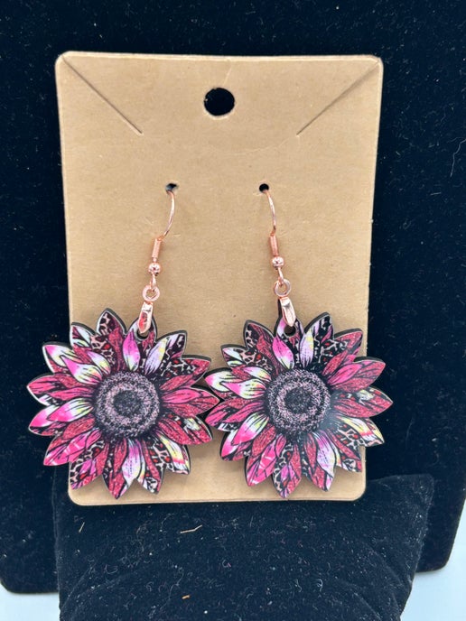Sunflower Shaped Sublimated Earrings 1.5 inch