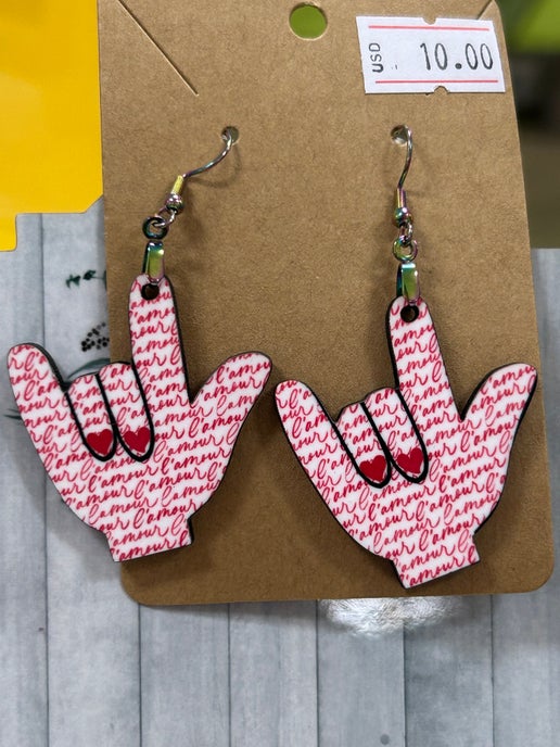 ASL Shaped Sublimated Earring