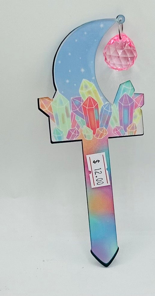 Acrylic Shaped Sublimated Garden Stake with hole and crystal or Acrylic charm